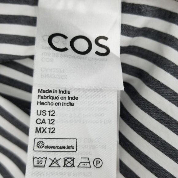 COS Button Down Oversized Long-Sleeve Striped Shirt w/ ruffle Sz.12 - Cotton - Picture 9 of 12